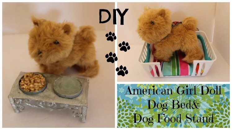 How to Make Dog Bed and Dog Bowl for Water and Food - American Girl Doll DIY Craft