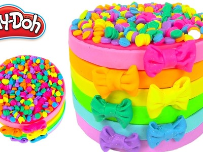 How to Make Play Doh Cake Rainbow and Tie Play-Doh Rainbow Learning Diy Castle Toys