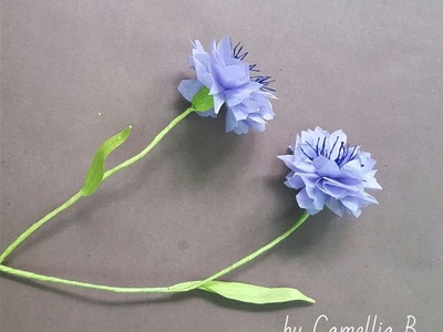 Paper flower tutorial- How to make paper blue cornflowers