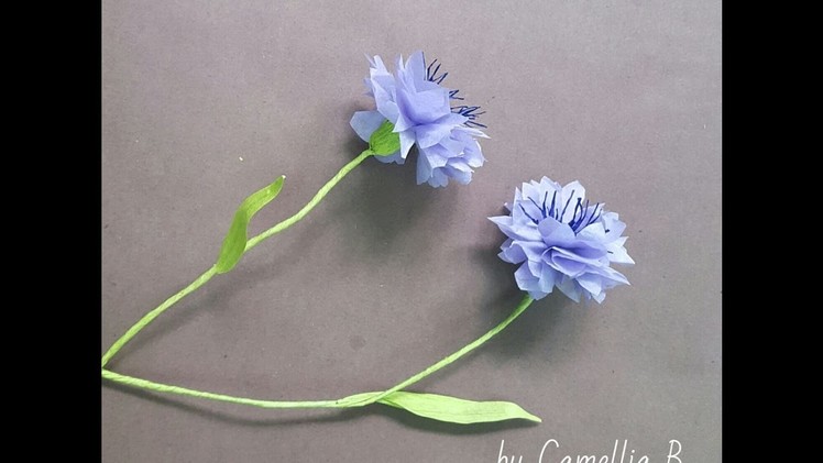 Paper flower tutorial- How to make paper blue cornflowers