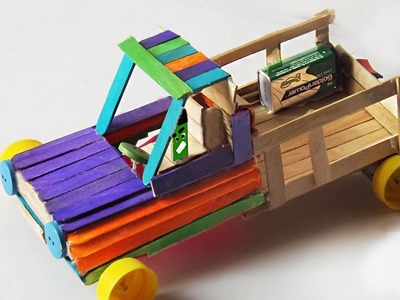 Popsicle Stick Crafts- How To Make a Car Toy - Powered Car