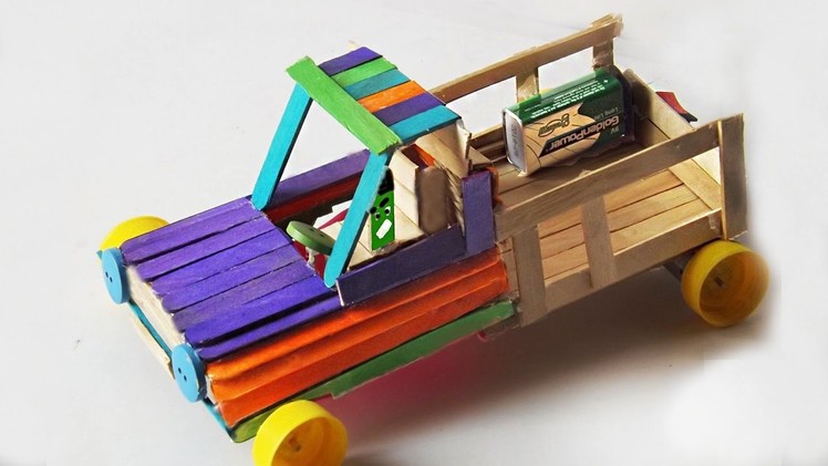 Popsicle Stick Crafts- How To Make a Car Toy - Powered Car