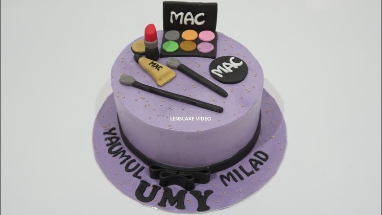 SIMPLE EASY! HOW TO DECORATE BIRTHDAY CAKE MAKEUP PURPLE
