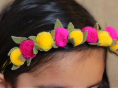 Spring floral headband: Pompom Headband DIY