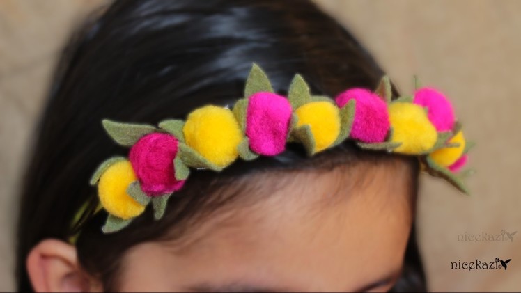 Spring floral headband: Pompom Headband DIY