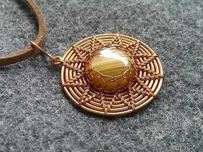 Sun pendant with stone no holes - How to make wire jewelery 233