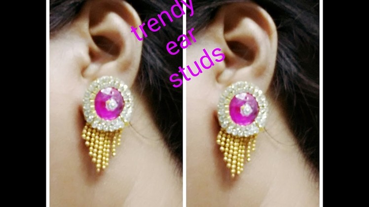 Trendy ear studs making with paper or canvas cloth