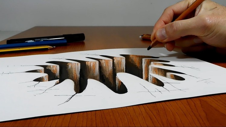 Try to do 3D Trick Art on Paper , Hole