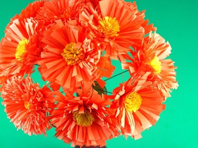 Very Easy Paper Flowers just in Few Minutes - Paper Marigold - Simple and Quick Method