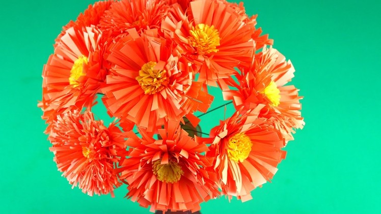 Very Easy Paper Flowers just in Few Minutes - Paper Marigold - Simple and Quick Method
