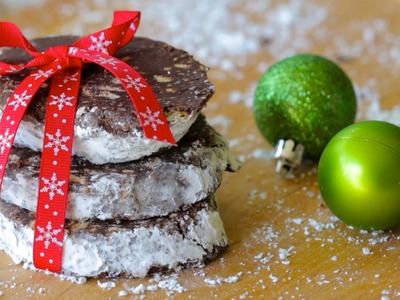 Chocolate salami cookies - no bake no eggs - Christmas recipe