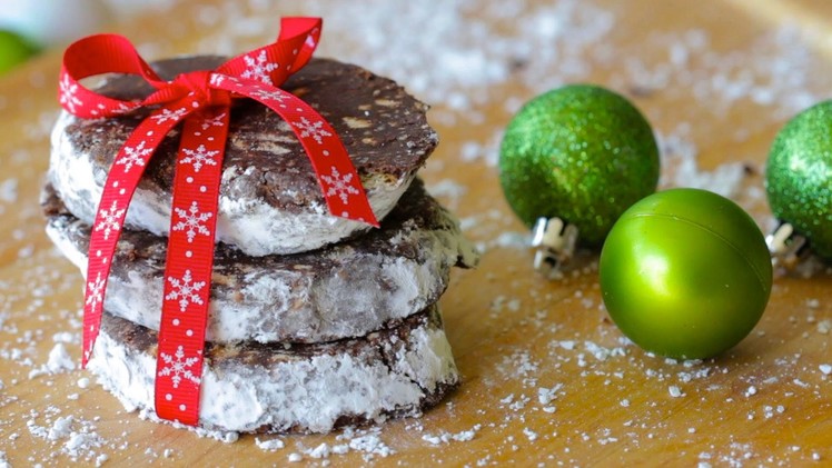 Chocolate salami cookies - no bake no eggs - Christmas recipe