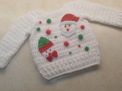 CROCHET How To #Crochet Cute Baby Ugly Christmas Sweater 12-18 months 18-24 months TUTORIAL #356