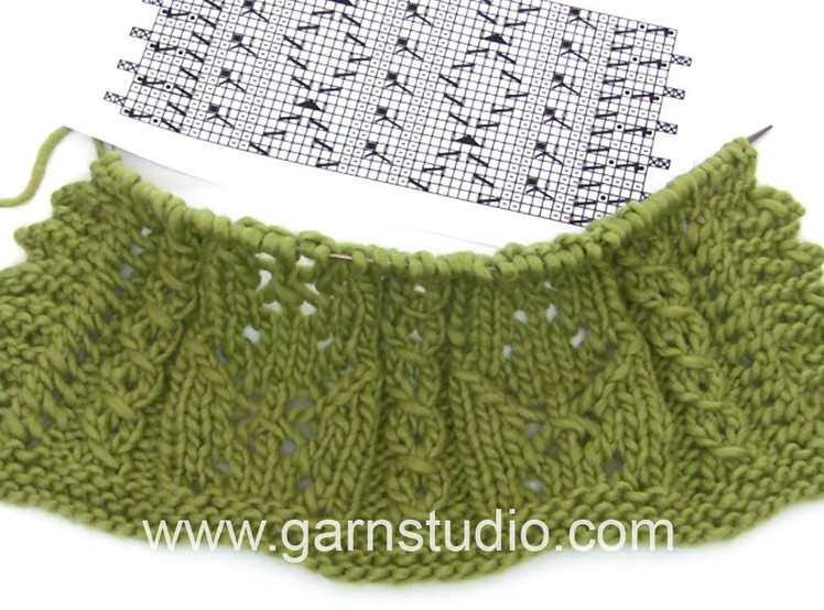 DROPS Knitting Tutorial:  How to work after a chart used in a beautiful shoulder piece