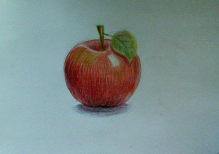 How to draw an apple? watercolor pencils.