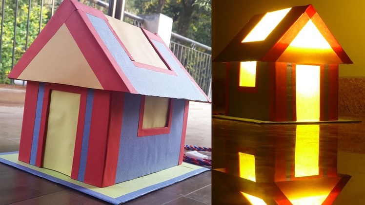 How to make a cardboard and paper house- cum-lampshade - Easy step by step instructions.