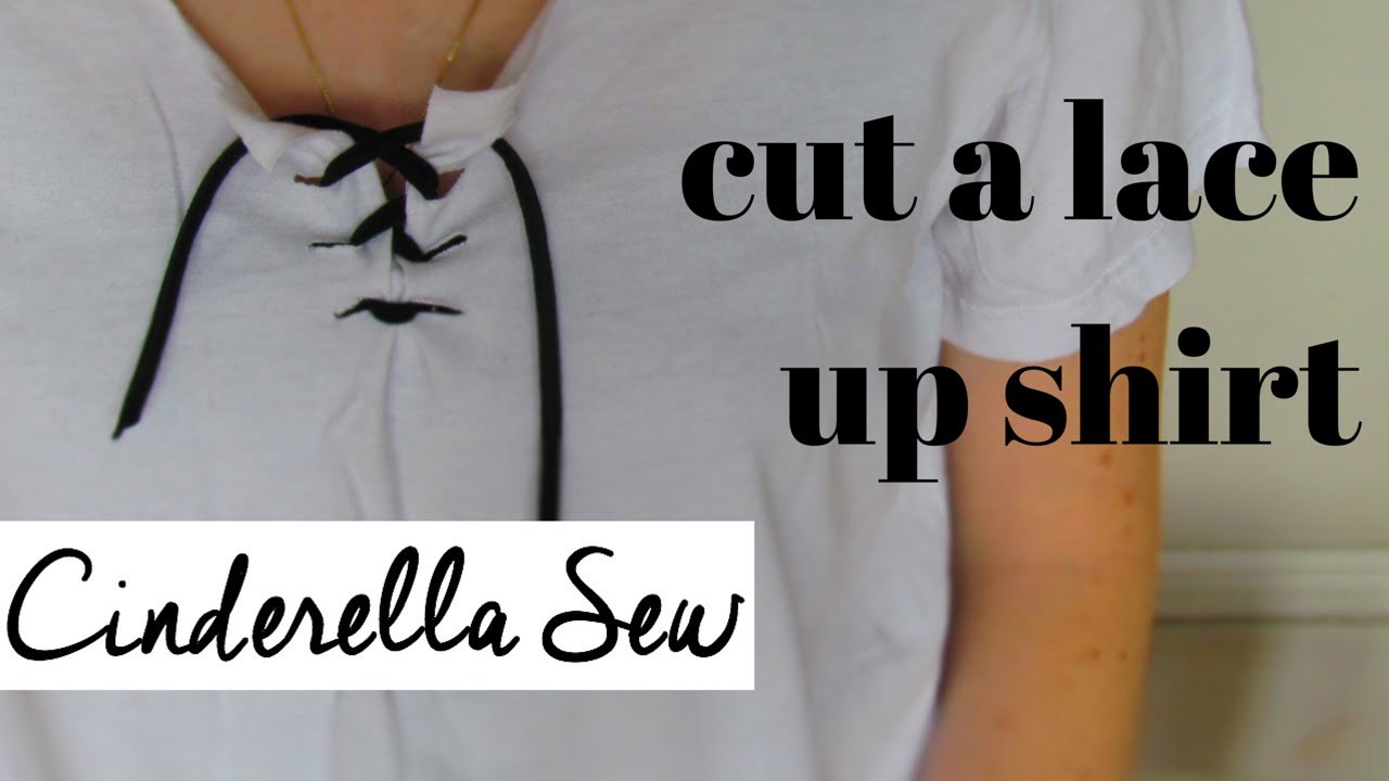 How to make a lace up shirt - Cut a tie up shirt - Easy DIY T-shirt ...