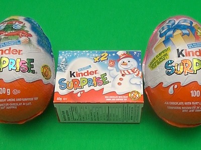 Kinder Surprise Egg Christmas Party!  Opening 2 New Huge Giant Jumbo Kinder Surprise Eggs!