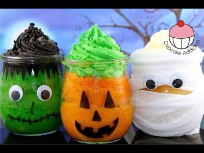 Make Halloween Cupcake Jars with YoyoMax12 & MyCupcakeAddiction - Frankenstein, Pumpkin & Mummy!