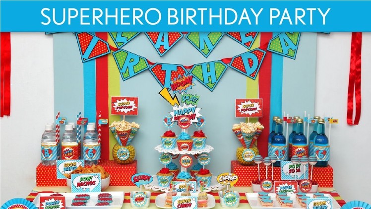 Superhero Birthday Party Ideas. Retro Superhero - B27