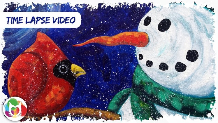 The Art Sherpa's Pre-view Snowman Timelapse painting of upcoming lesson