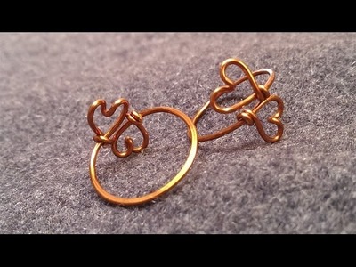 Tutorial simple 2 hearts rings - How to make wire jewelery