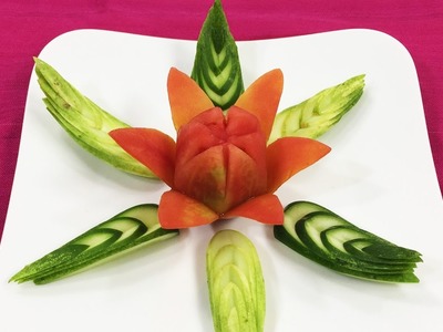 Art Of Tomato Flower Carving And Cucumber Cutting - How To Make Flower From Tomato