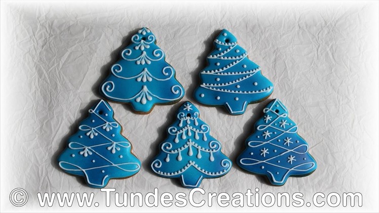 Blue Christmas tree gingerbread Christmas ornaments