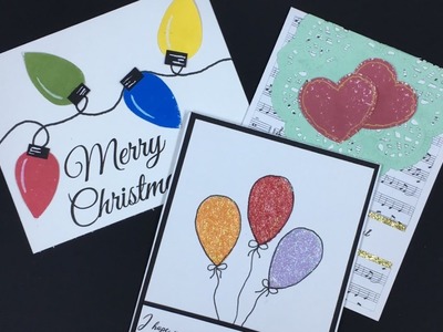 Dew Drops Heart, Balloons and Christmas Lights Card