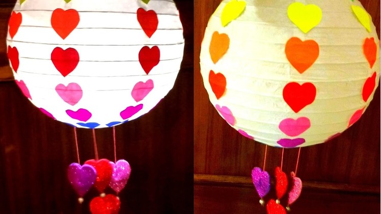 Diy How to make Valentine's Day Rainbow Paper Lantern