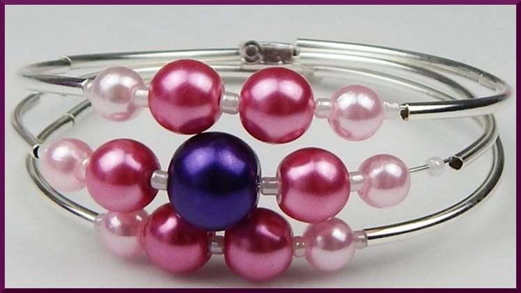 DIY | Perlen Spiralarmband mit Blume basteln | Flower Memory wire bracelet with pearls