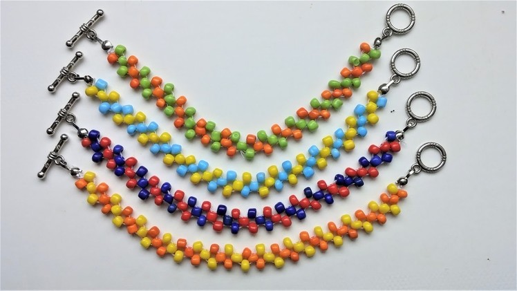 Easy Beaded beginners pattern . DIY Colorful bracelets