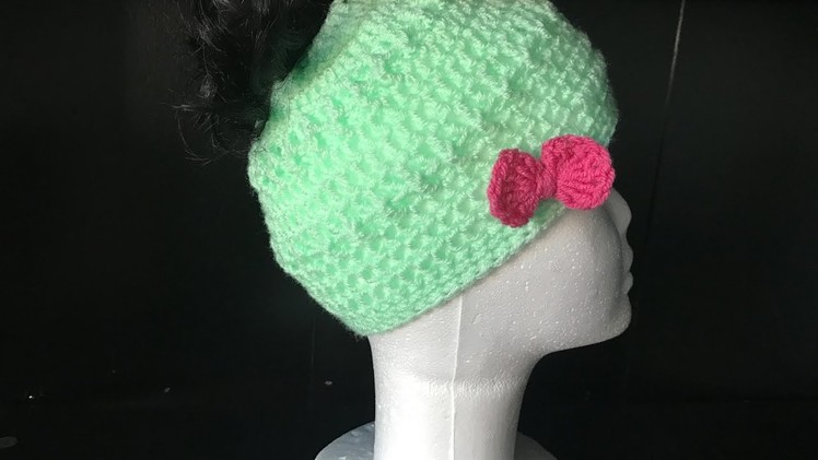 Easy Crochet Messy Bun Hat.Beanie Tutorial