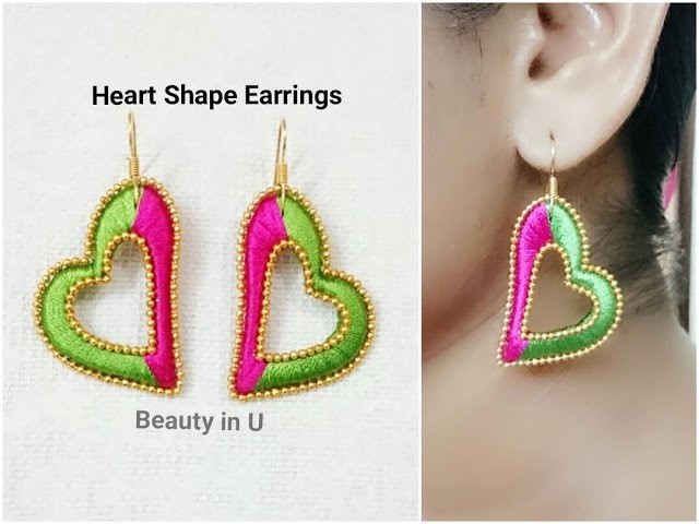 Easy Heart Shape Silk Thread Earrings | Tutorial