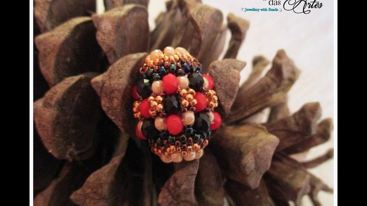 [ENG] Barrel beaded bead with rondelles and seed beads - Beading Tutorial