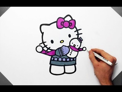 Hello Kitty Drawing - Happy New Year 2017 | Cartoon Fan Art |  How To Draw Cute Cat