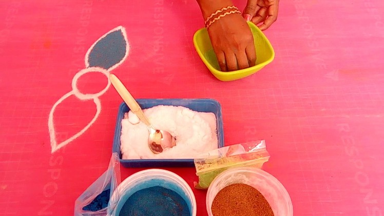 How to make rangoli colour powder using salt and dry sand