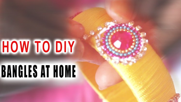 How to make silk thread bangles with gold drop chain # yellow color threads