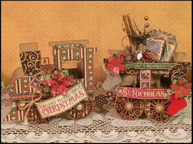 TUTORIAL HOLIDAY TRAIN 2016 DESIGNS BY SHELLIE with GRAPHIC 45 ST NICHOLAS PAPER