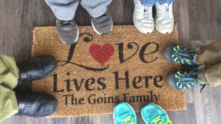 DIY Personalized Door Mat Using Stencils - Love Lives Here