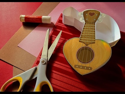 Easy Ukulele Valentine Heart Box Papercraft | DIY Valentine's Day Gift Idea