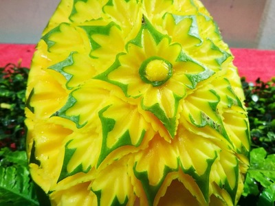 How to Mack  Papaya  Flower Carving - Fruit garnish an Design