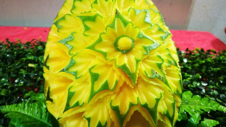How to Mack  Papaya  Flower Carving - Fruit garnish an Design