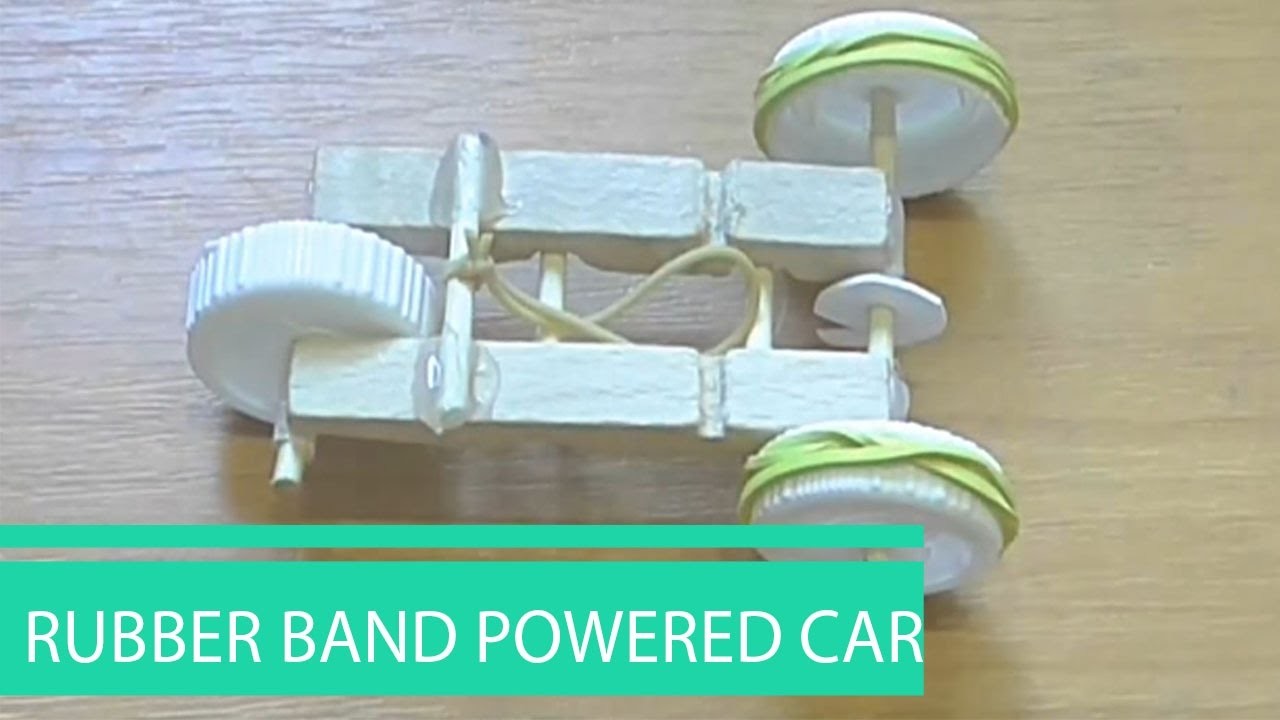 Rubber Band Powered Car.How To Make.HOME CRAFT