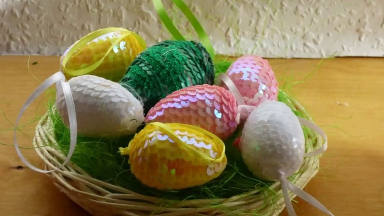 Egg decorating ideas.How to make sequin Easter egg-creative craft for kids.