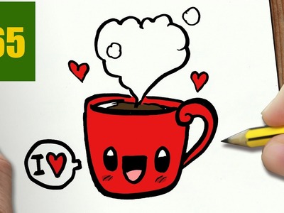 HOW TO DRAW A CUP IN LOVE CUTE, Easy step by step drawing lessons for kids