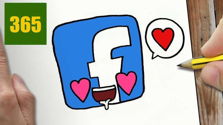 HOW TO DRAW A FACEBOOK LOGO IN LOVE CUTE, Easy step by step drawing lessons for kids