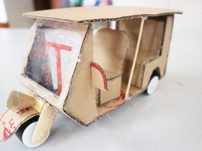 How to Make a Richshaw from Paper Box (Tuk Tuk) - Electric Rickshaw Battery