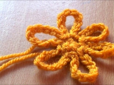 Malayalam crochet - Easy 6 petal chain flower