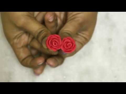 Polymer Clay Rose Earrings Studs Making | Clay Jewellery Making at Home